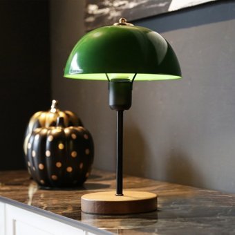 Art&Gift North Home Metal Başlıklı Yeşil Ahşap Ayaklı Abajur