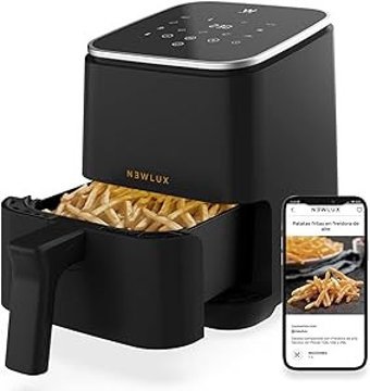 Newlux Air Power V20 Airfryer 5.5 lt Tek Hazneli Izgara Yapan Led Ekranlı Yağsız Sıcak Hava Fritözü Siyah