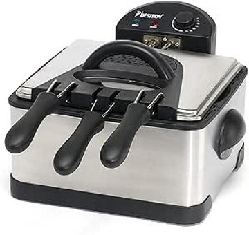 Bestron Family Cool Zone 4 lt Üçlü Hazneli Yağlı Fritöz Gri