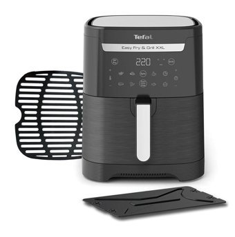 Moulinex Easy Fry & Grill Airfryer Tek Hazneli Izgara Yapan Led Ekranlı Yağsız Sıcak Hava Fritözü Gri