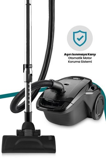 Goldmaster Fuerza 900 W Yatay Hepa Filtreli Toz Torbalı Süpürge Siyah