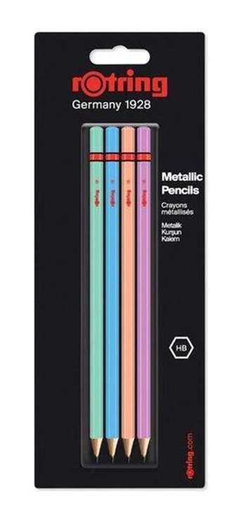 Rotring Blister Metalik 4'lü HB Siyah Kurşun Kalem Seti