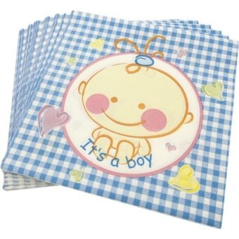Depposıte Bebekli It's A Boy It's A Girl Desenli Mavi Kağıt Peçete 20'li