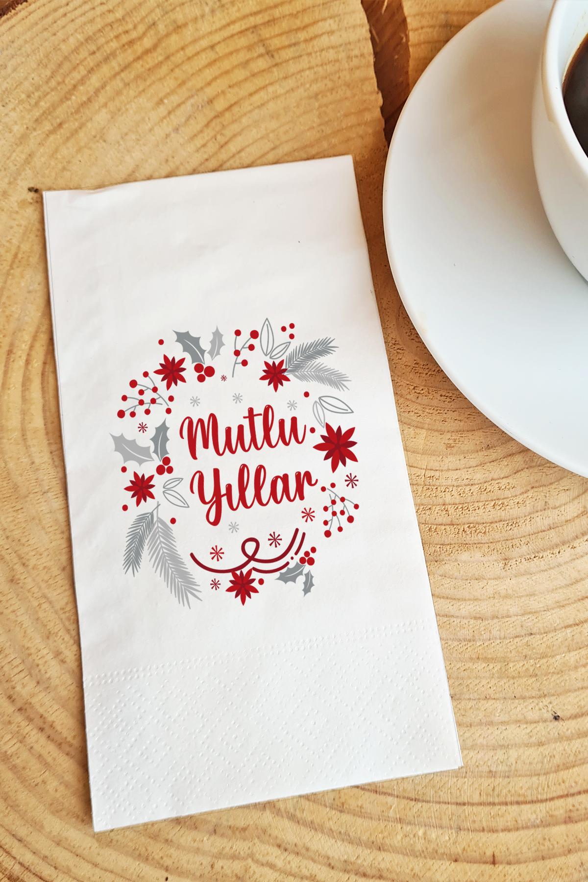 Pekshop Mutlu Yıllar Yazılı Desenli Sunum Kağıt Peçete 20'li