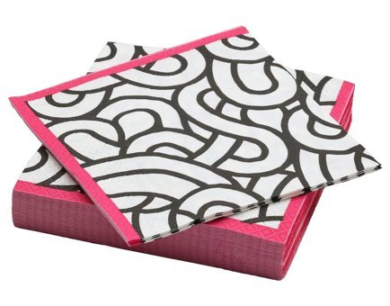 Ikea Sötrönn Desenli Beyaz Siyah Pembe Kağıt Peçete 30'lu