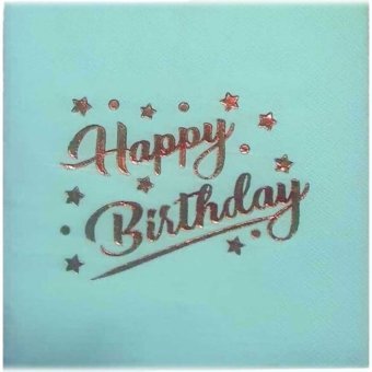 Depposıte Happy Birthday Desenli Mavi Kağıt Peçete 16'lı