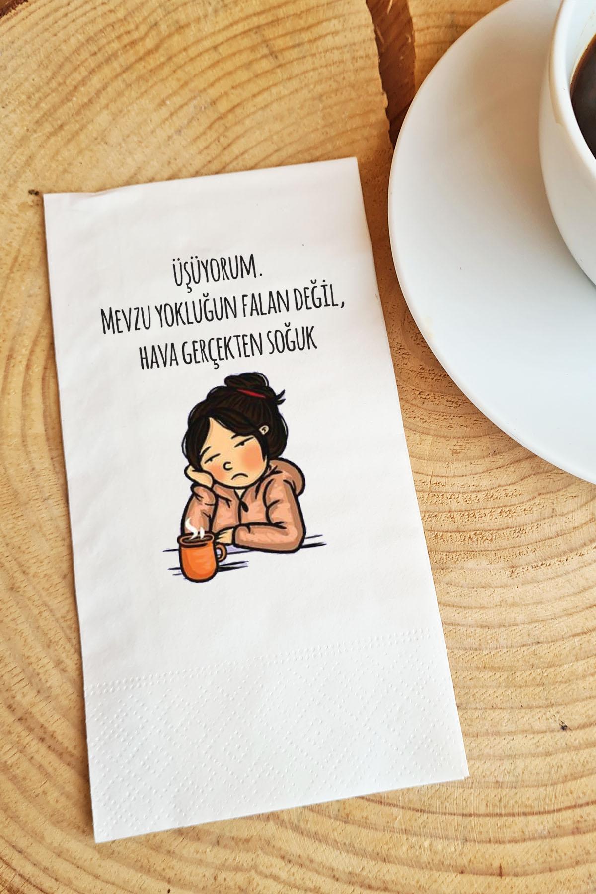 Pekshop Üşüyorum Hava Gerçekten Soğuk Yazılı Desenli Sunum Kağıt Peçete 20'li