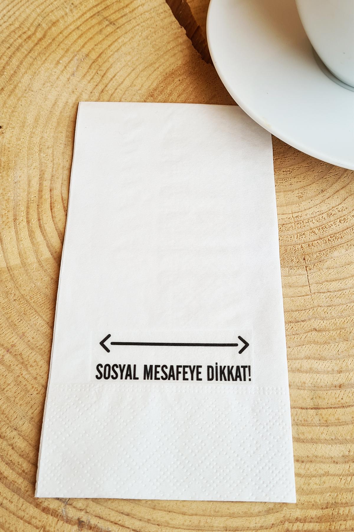 Pekshop Sosyal Mesafeye Dikkat Desenli Sunum Kağıt Peçete 20'li