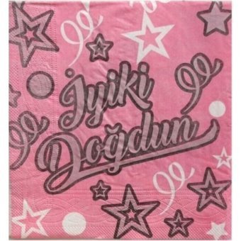 Depposıte İyiki Doğdun Desenli Pembe Kağıt Peçete 20'li