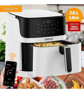 Groove Airfryer 7 lt Tek Hazneli Led Ekranlı Yağsız Sıcak Hava Fritözü Beyaz