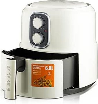 Nqyzzfd Airfryer 6 lt Tek Hazneli Led Ekranlı Yağsız Sıcak Hava Fritözü Beyaz