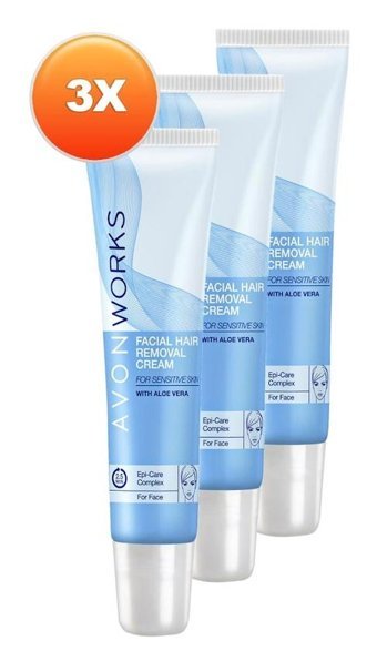 Avon Works Hassas Ciltler İçin Yüz Tüy Dökücü Sprey 3x15 ml