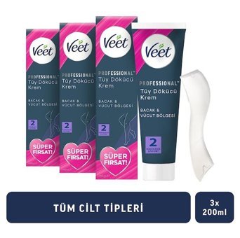 Veet Professional Tüm Ciltler İçin Koltuk Altı Bacak Tüy Dökücü Sprey 3x200 ml