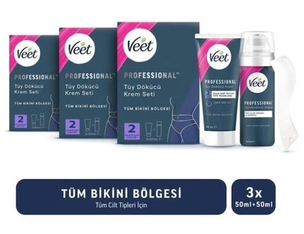 Veet Professional Tüm Ciltler İçin Genital Bölge Tüy Dökücü Sprey 6x50 - 50 - 50 ml