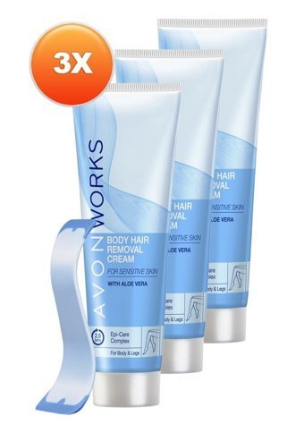Avon Works Hassas Ciltler İçin Koltuk Altı Bacak Tüy Dökücü Sprey 3x100 ml