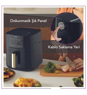 Deerma XXL Airfryer 7.5 lt Tek Hazneli Yağsız Siyah Sıcak Hava Firtözü