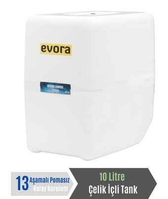 Evora 11 Aşamalı 8 lt Kapalı Kasa Pompasız Tezgah Altı Su Arıtma Cihazı