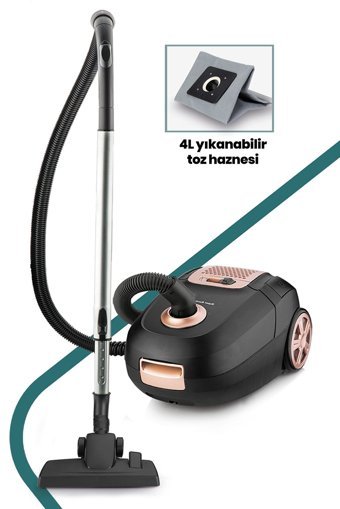 Goldmaster Siyah Inci 900 W Yatay Hepa Filtreli Toz Torbalı Süpürge Gold - Siyah
