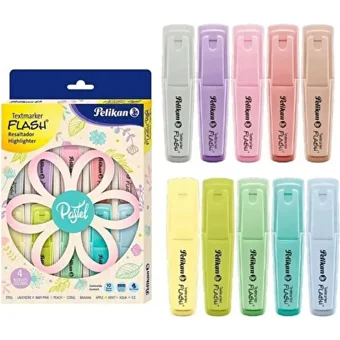 Pelikan 10'lu Pastel Renkli Fosforlu Kalem Seti