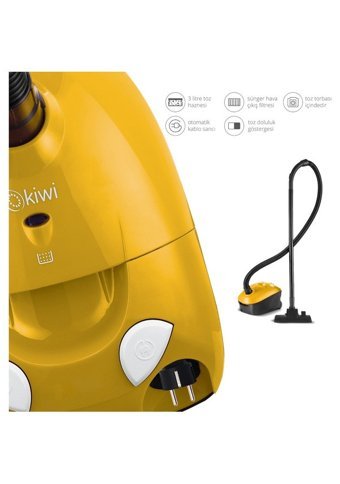 Kiwi KVC 4105 1600 W Yatay Toz Torbalı Süpürge Sarı