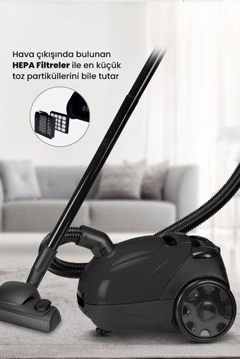 Goldmaster Cuty 900 W Yatay Toz Torbalı Süpürge Siyah