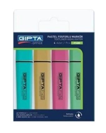 Gıpta 4'lü Pastel Renkli Fosforlu Kalem Seti