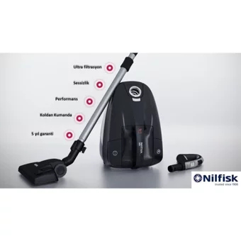 Nilfisk Elıte BMSU14P10A1 1450 W Yatay Hepa Filtreli Toz Torbalı Süpürge Siyah