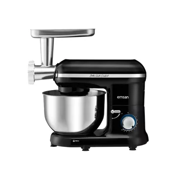 Emsan Bella Gusto Comfort Aliminyum Döküm 1300 W 5.5 lt Stand Hamur Yoğurma ve Mutfak Şefi Siyah