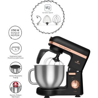 Karaca Mastermaid Chef Pro Plastik 1750 W 5 lt Stand Hamur Yoğurma ve Mutfak Şefi Siyah - Rose