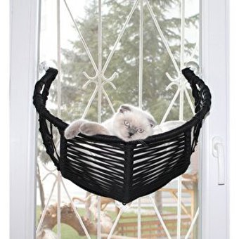 Lüxperi Vantuzlu Yıkanabilir Tek Fonksiyonlu 44x20 cm Cama Yapışan Kedi Yatağı Siyah