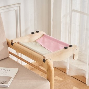 Lebeigo Ayaklı Yıkanabilir Tek Fonksiyonlu 55x45x15 cm Sepet Kedi Yatağı Pembe