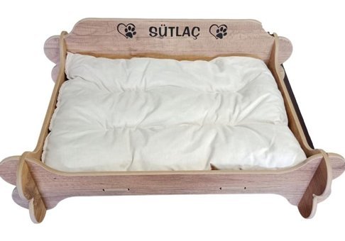 Realwood Ayaklı Tek Fonksiyonlu 50x35 cm Sepet Kedi Yatağı Beyaz-Siyah