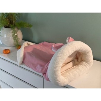 Lets Get Pet Fare Tasarımlı Yıkanabilir Tek Fonksiyonlu 65x45 cm Üstü Kapalı Kedi Yatağı Pembe