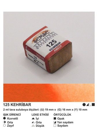 Şemse El Yapımı Sanatsal 12 Tava Kehribar Taş Sulu Boya