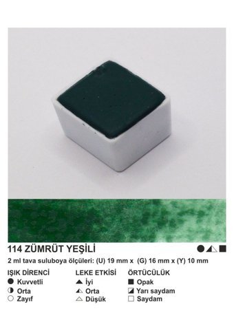 Şemse El Yapımı Sanatsal 12 Tava Zümrüt Yeşili Taş Sulu Boya