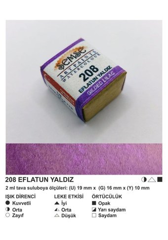 Şemse El Yapımı Sanatsal 12 Tava Eflatun Yaldız Sulu Boya