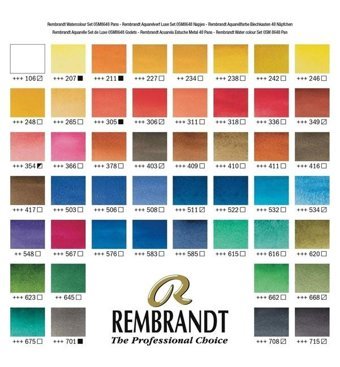 Rembrandt Extra Fine Profesyonel Metal Kutu 48 Renk Sulu Boya