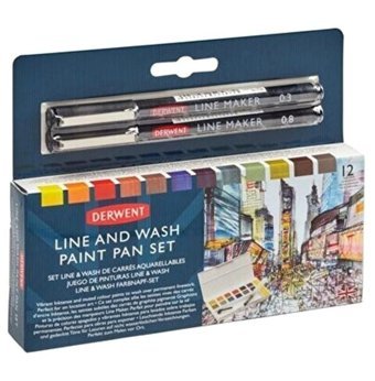 Derwent : Line & Wash : 12 Renk Sulu Boya