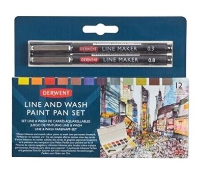 Derwent : Line & Wash : 12 Renk Sulu Boya