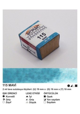 Şemse El Yapımı Sanatsal 12 Tava Mavi Taş Sulu Boya