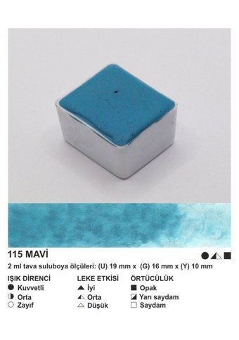 Şemse El Yapımı Sanatsal 12 Tava Mavi Taş Sulu Boya