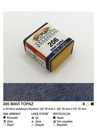 Şemse El Yapımı Sanatsal 12 Tava Lacivert Yaldız Sulu Boya