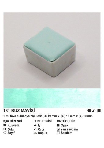 Şemse El Yapımı Sanatsal 12 Tava Buz Mavisi Taş Sulu Boya