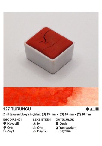 Şemse El Yapımı Sanatsal 12 Tava Turuncu Taş Sulu Boya
