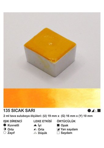 Şemse El Yapımı Sanatsal 12 Tava Sıcak Sarı Taş Sulu Boya