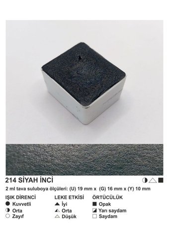 Şemse El Yapımı Sanatsal 12 Tava Siyah İnci Sulu Boya