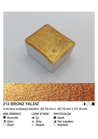 Şemse El Yapımı Sanatsal 12 Tava Bronz Yaldız Sulu Boya