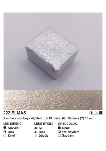 Şemse El Yapımı Sanatsal 12 Tava Elmas Sulu Boya