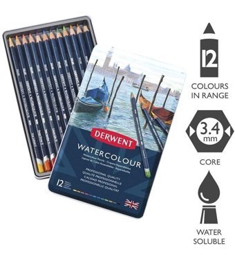 Derwent Watercolour Pencils 12'li Sulu Boya