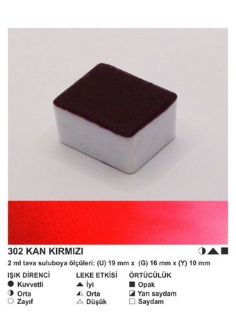 Şemse El Yapımı Sanatsal 12 Tava Kan Kırmızı Sulu Boya